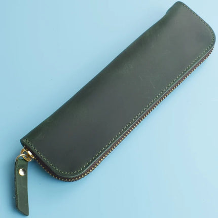 Nature Cowhide Pencil Case Zipper Pen Holder Organizer Protection Bag Handmade Genuine Leather Pencilcase Office School Supplies