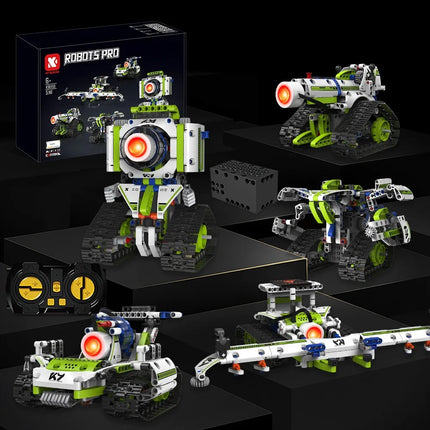 K96158 337PCS 5-in-1 Electric Remote Control Programmable Robot Building Blocks STEM Educational Coding Toy with Digital Display