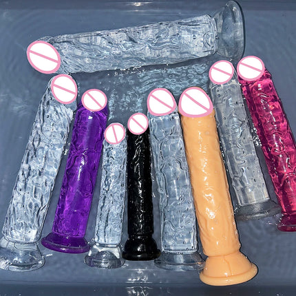 Cheap 5 Colors Small Transparent Dildo Suction Cup Jelly Dick Women Erotic Anal Sex Toys Soft Clitoral Vaginal Masturbators Penis
