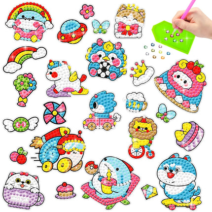 Children's Diamond Painting Sticker Set - DIY Sticker Art Gift - Cartoon Animal Diamond Painting Art Children's Toys