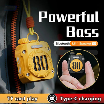 Portable Bluetooth Speaker Outdoor Mecha Style Mini Radio Hifi Music Box Wireles Music Player with TF Card Slot Type-C Charging