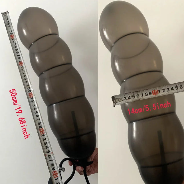 14cm Expanding Diameter Inflatable Dildo Anal Plug with 5 Built-in Silicone Beads Huge Butt Plug Ass Dilator Anal Sex Toy