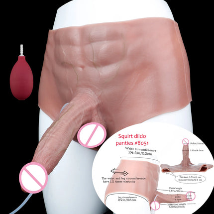 FAAK Silicone Squirt Dildo Panties Simulated Abdominal Muscles Underwear Ejaculation Realistic Penis sex Toys for Men Women