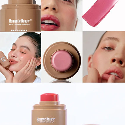 2-in-1 Cream Blush Stick - Waterproof Matte & Skin-Fusing, Long-Lasting Natural Red, Highly Pigmented & Easy Blend