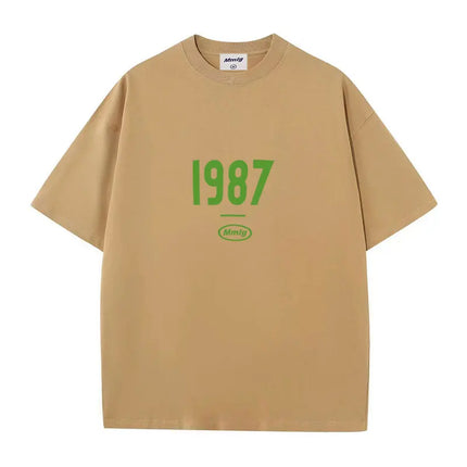 summer new Hot figure Simplicity Numbers 1987 print cotton men's and women's T-shirts Fashion casual shopping shirt short sleeve