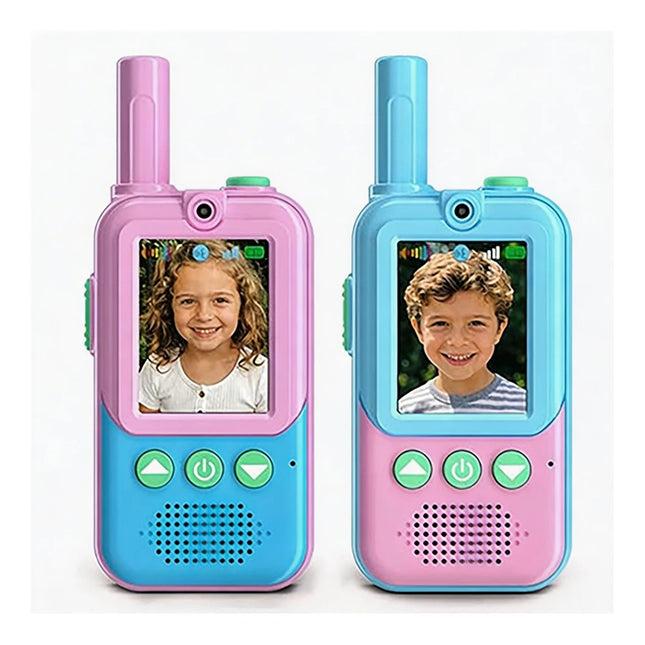 2 Pack Video Walkie Talkies for Kids Ages 3-12, 4 Voice Effects & Screen, Rechargeable, Perfect Holiday Gift for Boys Girls
