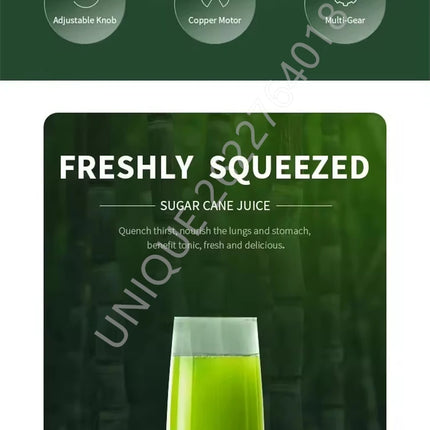 Commercial Stainless Steel Sugarcane Juice Squeezer Automatic Electric Sugar-Cane Press Juice Machine 220v