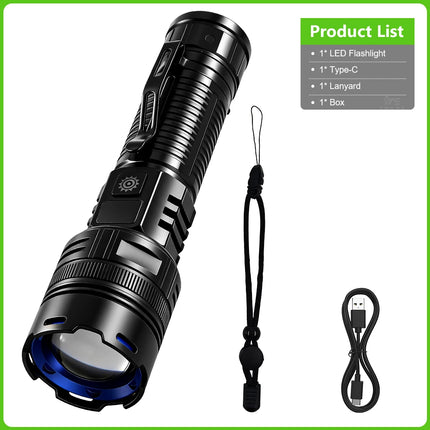 Super Bright Rechargeable LED Flashlight White Laser Flashlights High Power With Pen Clip Torch Power Bank Tactical Flashlight