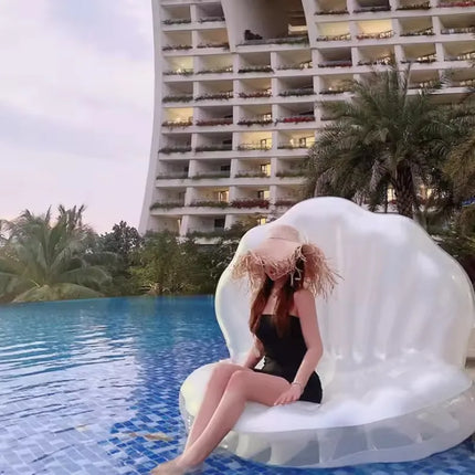 Kids Adult Giant Inflatable Toy Seashell with Pearl Ball Swim Pool Float Inflatable Toys Bed Outdoor Summer Beach Party Mattress