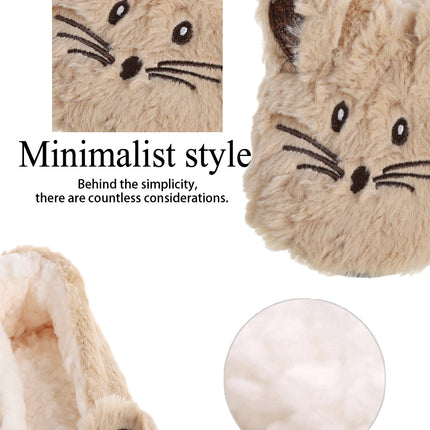 Winter Warm Slipper Women Home Fuzzy Fur Contton Plush Non Slip Grip Indoor Fluffy Lazy Female Mouse Ears Embroidery Floor Shoe