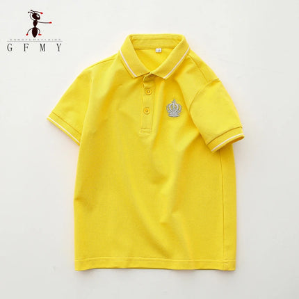 GFMY Children's Short-sleeve Polo shirt Summer Cotton Solid color Embroidery Sports Leisure T-shirt 2-14 Year Multi-color option