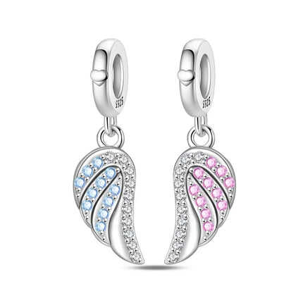 Original 925 Sterling Silver Charms Bead Inlaid Zirconium Jigsaw Puzzle Pendants Gift Fit Bracelet Jewelry DIY Marking