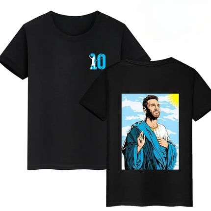 Summer Cotton Children's T-shirts Brand Sport Double-sided Messi Print Short-sleeve Casual Fashion Boys Girls Tee Top Kid Clothing