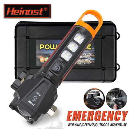 Tactica LED Flashlight w/ Safety Hammer & Seatbelt Cutter, SOS Red Strobe,Rechargeable Survival Gear for Outdoor EDC Defense