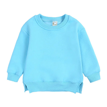 2024 New Autumn Girls Hoodies 9M-6T Kids Solid Colored Plush Pullover Children Boys Tops 9 Colors