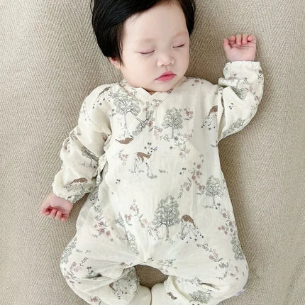 Baby Boys Girls Jumpsuit Clothes Newborn Muslin Bamboo Cotton Long Sleeve Romper Infant Autumn Spring Clothes 0-24M