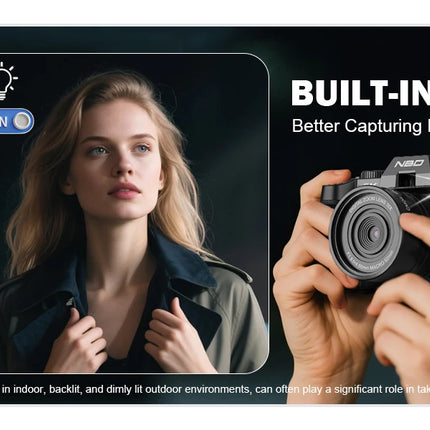 NBD 4K Digital Cameras for Photography,48MP Camera,Travel Vlogging Cameras with 16X Digital Zoom,180°Flip Screen,52mm Macro Lens