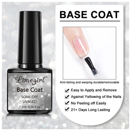 LIMEGIRL Multifunctional Nail Top Coat And Base Coat for Nails UV Gel Polish Soak Off Varnishes Kit No-acid Primer Manicure Set
