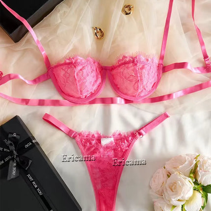 Red Floral Lace Garter Lingerie Set With Choker Women Intimates 2022 Underwire Bra And Thongs Ladies Underwear Set
