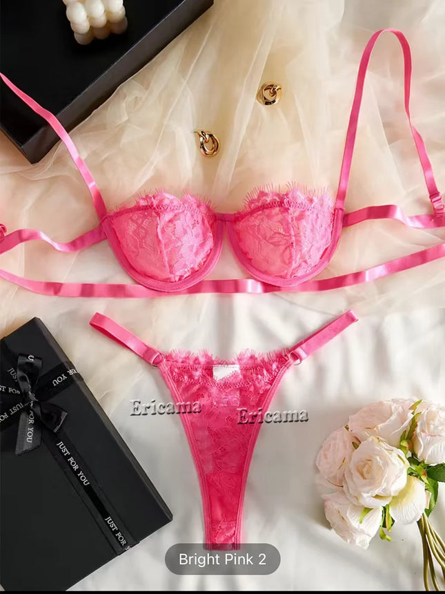 Red Floral Lace Garter Lingerie Set With Choker Women Intimates 2022 Underwire Bra And Thongs Ladies Underwear Set