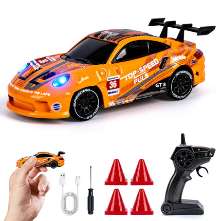 1/64 High Speed Drift RC Car with Light 2.4G 4WD Remote Control Car Desktop Mini Racing Cars Full Proportion Cars Model Gifts