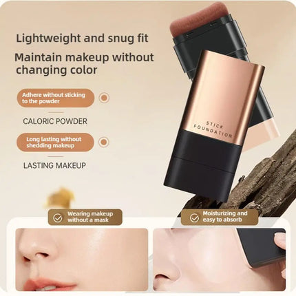 Foundation Stick High Coverage Concealer Stick With Big Brush 2 In 1 Moisturizing Face Waterproof BB Cream Korean Makeup Base