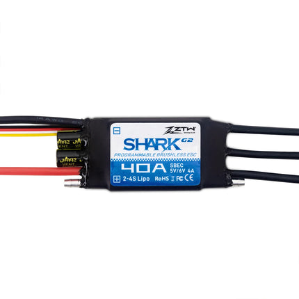 ZTW 32-Bit ESC Shark G2 100A 80A 60A 50A 40A 30A 20A SBEC 5V/6V 8A Brushless Speed Controller for RC Boat Underwater Thruster