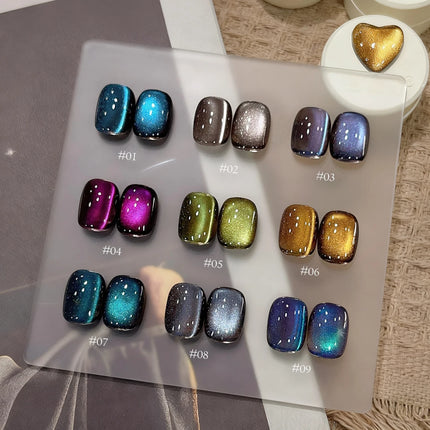 MN 10ml 1-12pcs 2025 Autumn Blue Brown Cat Eye Gel Nail Polish Popular Flash Chocolate Glass Beads Nails Black Nails Christmas
