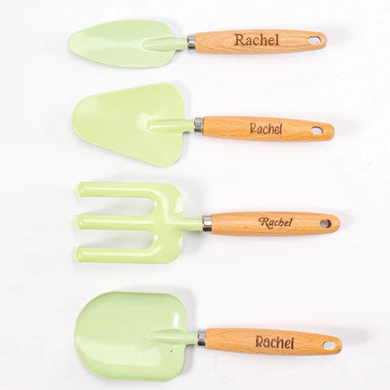 Personalized Colorful Kids Gardening Tools,Mini Wood Handle Trowel Shovel Fork Garden Hand Tools Garden Gifts for Men Women Kids