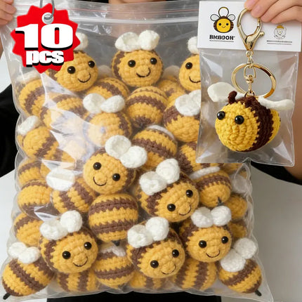 10/1PCS Crochet Bees DIY Handmade Knitted Keychain Keyring Crocheted Mini Bees Pendants Car Key Ring Handbag Charms Gifts