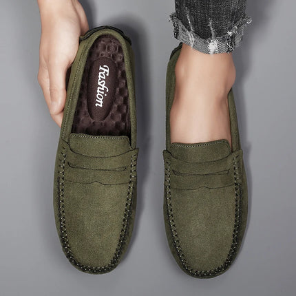 Fashion Suede Men Casual Shoes Breathable Leather Mens Loafers Slip on Male Driving Shoes Luxury Brand Comfortable Boat Shoes