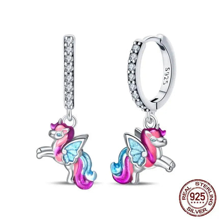 Luminous Shell Women Earrings Original 925 Sterling Silver Pave CZ Star Moon Hoop Earrings Engagement Wedding Jewelry