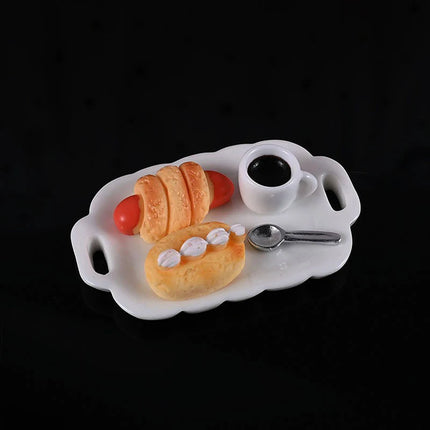 ●2sets Dollhouse Mini Kitchen Cake Bread Simulation Breakfast Set Miniature Food Play Scene Props