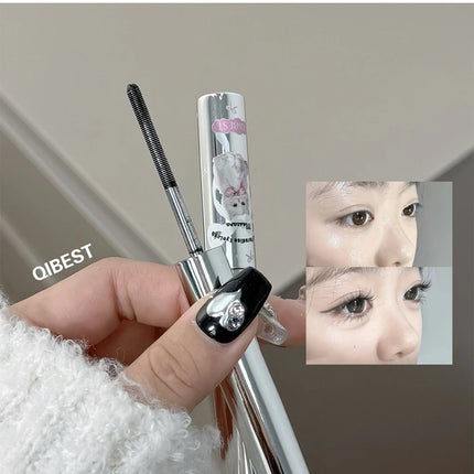 Silk Fiber Curling Mascara Ultra-Fine Brush Waterproof Long Lasting Smudge-Proof Mascara Lengthening Volumizing Eyelashes Makeup