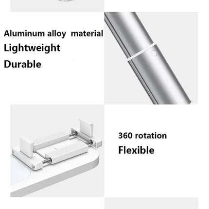 Multifunction PTZ Mobile Phone Live Dual Holder with 1000mAh Fill Light  Bluetooth Remote Control Retractable Shooting Stand