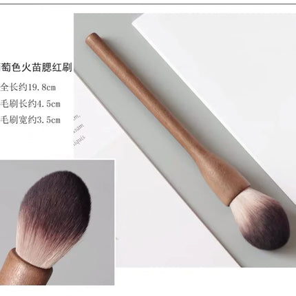 6Pcs Vintage Wood Handle Makeup Brush High Quality Walnut Loose Powder Foundation Contour Brush Super Soft Beauty Tool