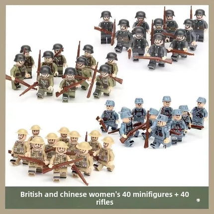 Building blocks World War II soldier figures, marine humanoid dolls educational toys mini figures birthday gifts cartoon figures