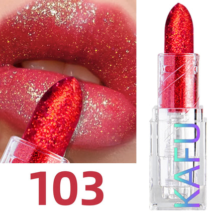 Multi-color Glitter Lipstick Beauty Girl Diamond Waterproof Lip Tint Long Lasting Shimmer Lip Makeup Red Rose Pearlescent  Lip