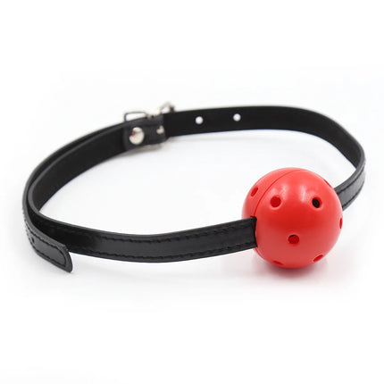 Hollow  Breathable Ball Mouth Gag Oral Fixation PU Leather mouth stuffed Adult Games For Couples Flirting Sex Products Toys