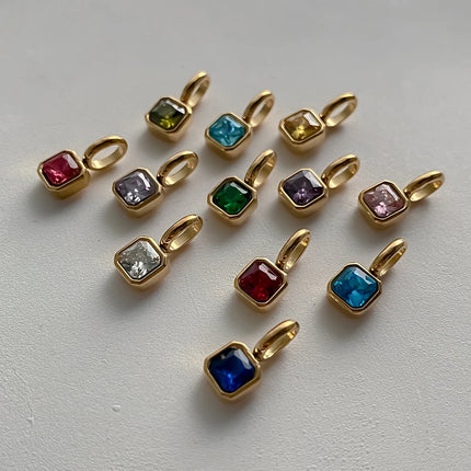 eManco 14K Gold Plated Octagon Metal Charms Stainless Steel Birthstone Pendant  for DIY Necklace Bracelet Jewelry