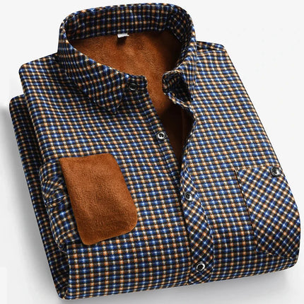 2026 Autumn and Winter Men's Fleece-lined Long Sleeve Shirt Business Casual Fashion Comfortable Non Ironing Versatile Top