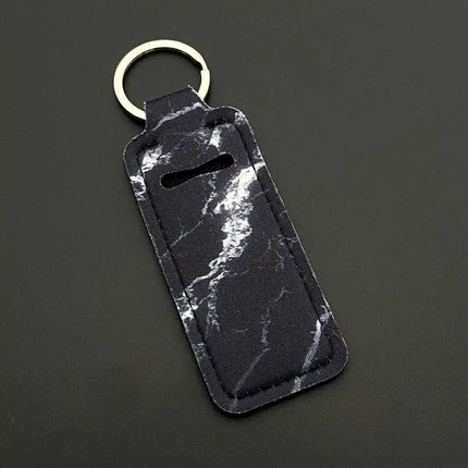 Marble Pattern Custom Keychain Women Personalize Portable Lipstick Case Cover Waterproof Lip Balm Pouch Creative Girlfriend Gift