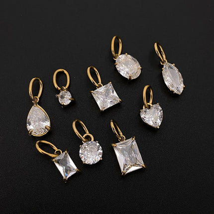 eManco 14K Gold Plated Stainless Steel  Inlaid With Zircon Pendant  Charm  Diy Jewelry Accessories Earring Making Supplies