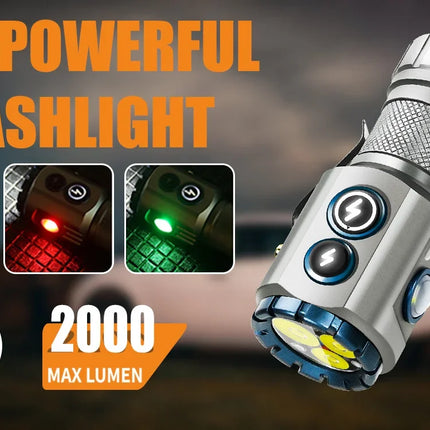 High Power LED Handheld EDC Flashlight Rechargeable Pocket Portable RGB Torch with Magnet Outdoor Camping Fishing Clip Light