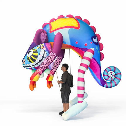 LED 3m Giant Inflatable Seahorse/Mosquito/Parrot/Chameleon Puppet Carnival Parade Walking Creative Performance Props Advertising