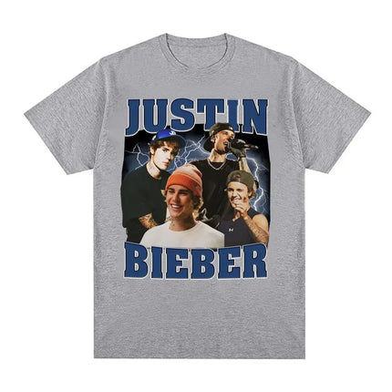 Rap Singer Justin Bieber 2025 Tour Pattern T-shirt for Men and Women Harajuku Fashion Pop Music Casual Short-Sleeved T-shirt