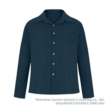 Long Sleeve Collared Men's Shirt Business Commute Style Polyester Fabric Machine Washable Spring Autumn Collection 2025