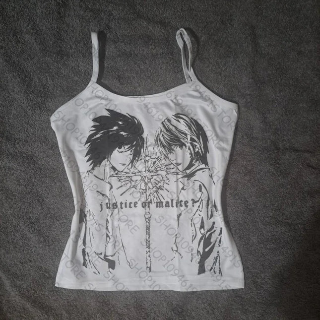 Y2k Vintage Punk Printing Graphic Women Vest Streetwear Gothic Harajuku Women Clothing Tank Tops Y2k Style Baby Tank Summer