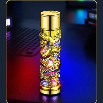 Metal Relief Lantern Inflatable Lighter Portable Windproof Butane Turbine Torch Jet Blue Flame Cigar Tool Fashionable Men's Gift