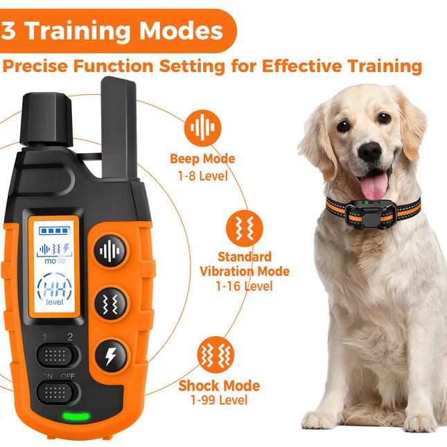 3300ft Electric Dog Training Collar Remote Control Waterproof Pet Behavior For 5-120lbs Puppy With Shock Vibration